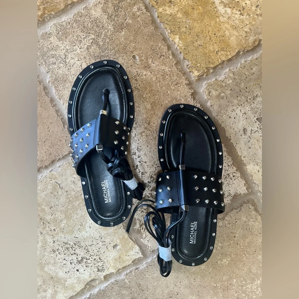 Michael Kors black jagger studded leather sandals